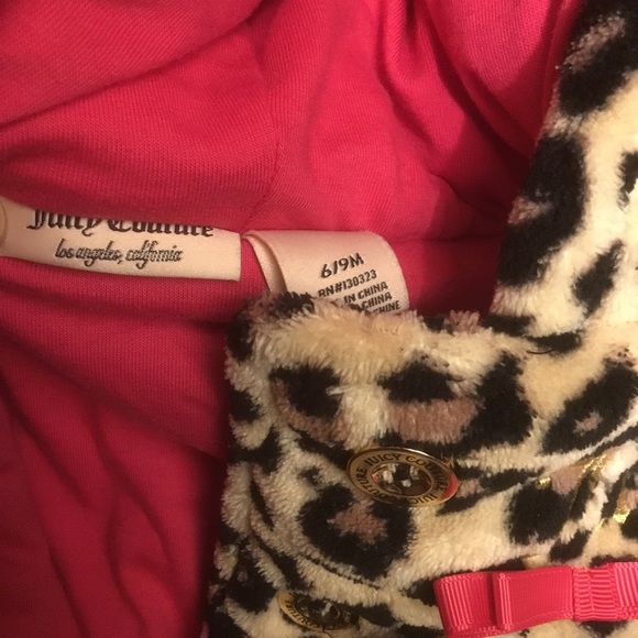 Juicy Couture baby girl leopard print hooded bunting snowsuit pink trim 6-9 mo - Picture 3 of 11